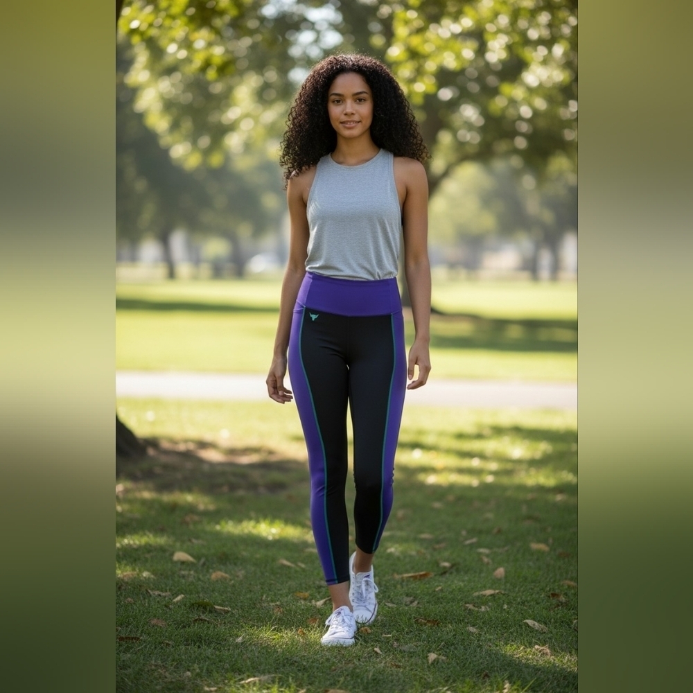 NWT UNDER ARMOUR Women's Project Rock LG Colorblock Ankle Leggings